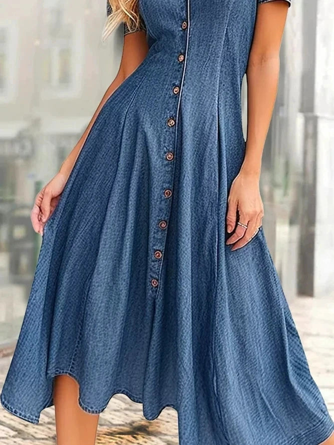 Loose Denim Button-Up Dress
