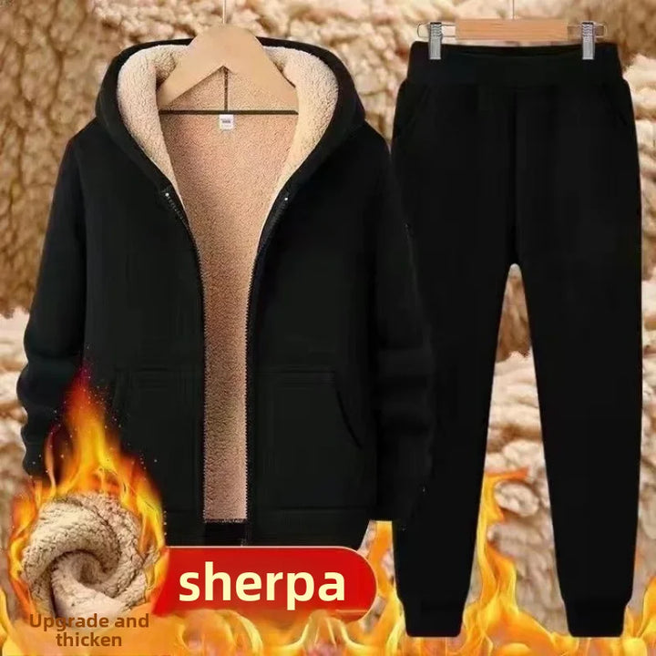 Wool Lamb Velvet Zip-up Sweatshirt Set