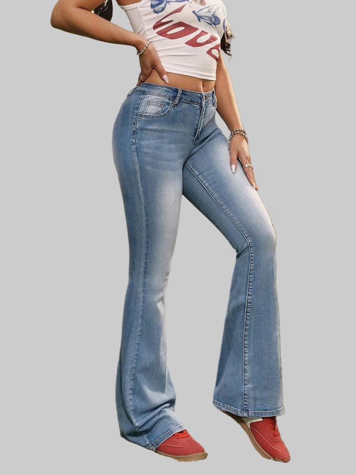 High-Waisted Flared Denim Jeans