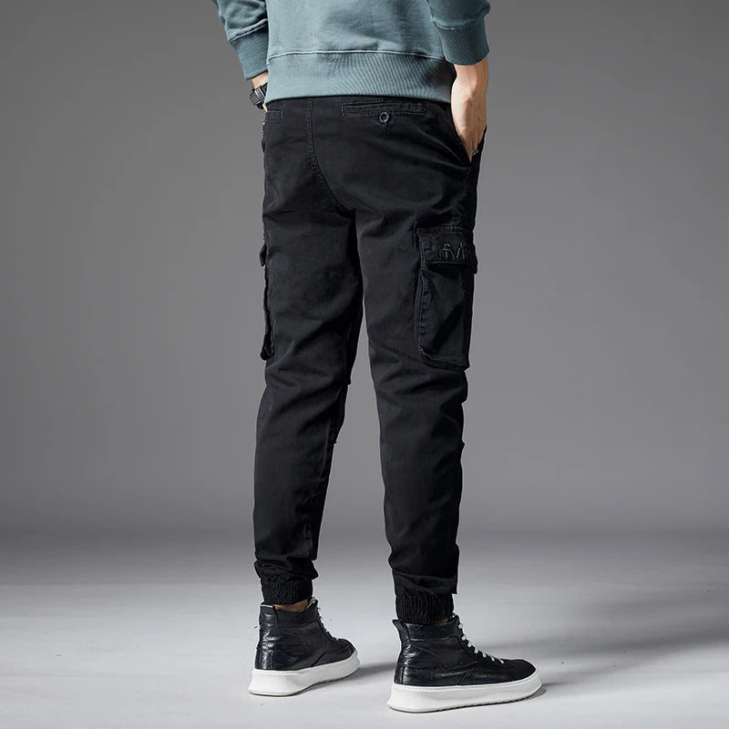 Slim Fit Elastic Waist Cargo Jeans