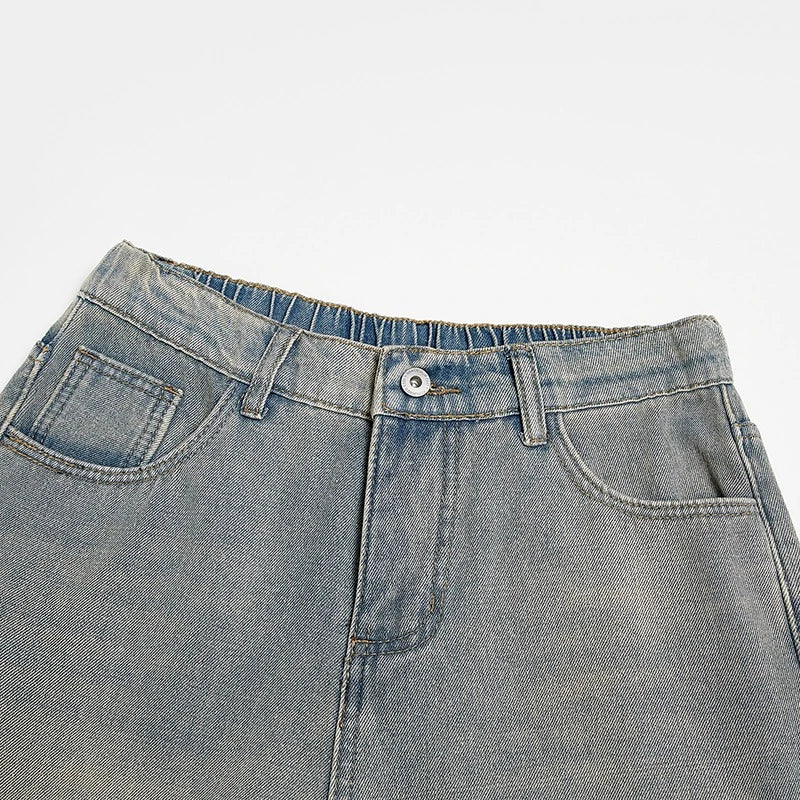 American Retro Blue Washed Loose Jeans