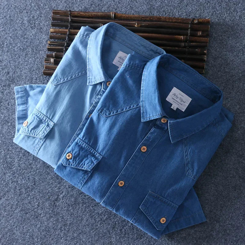 Slim Fit 100% Cotton Short Sleeve Denim Shirt
