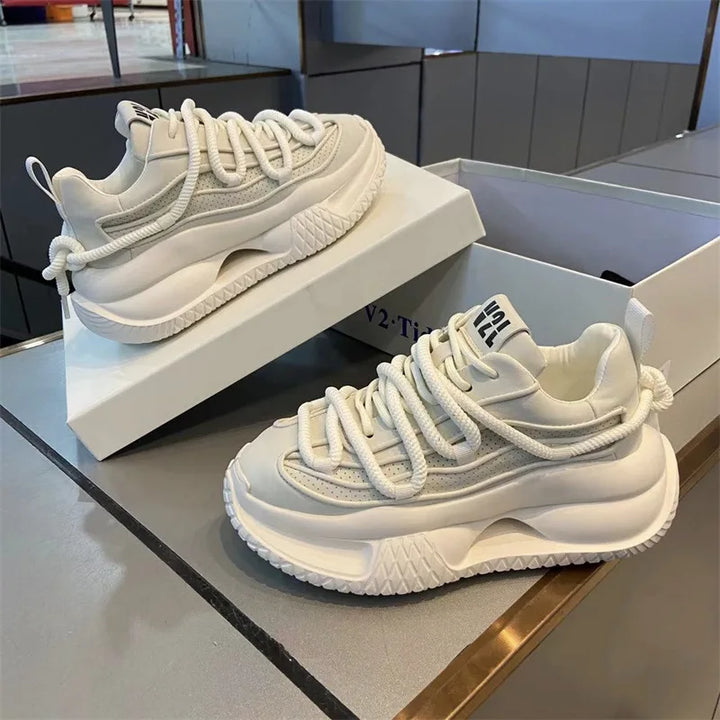 Lace-Up Solid Color Chunky Sneakers