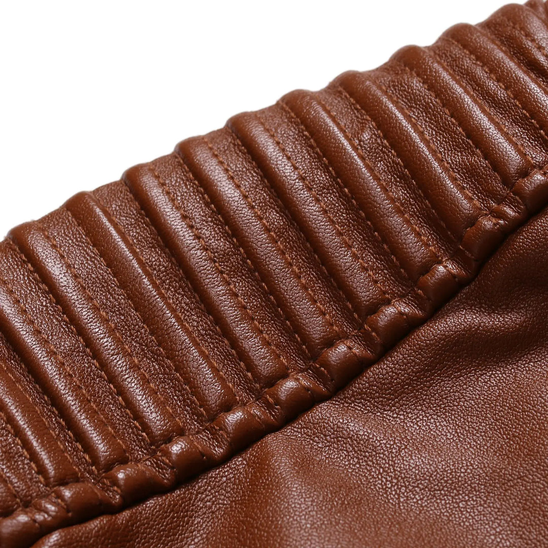 Classic Solid Color Leather Jacket