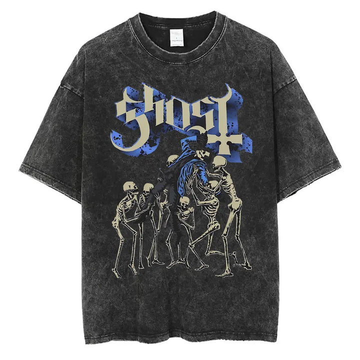 Washed Vintage Gothic Rock Metal Ghost Band Tees