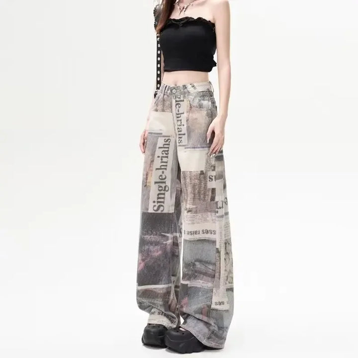 Chic American Wide-Leg Floor-Length Cargo Pants