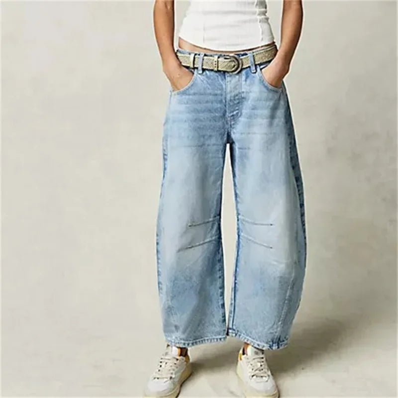 American Style Knee Splicing Denim Jeans