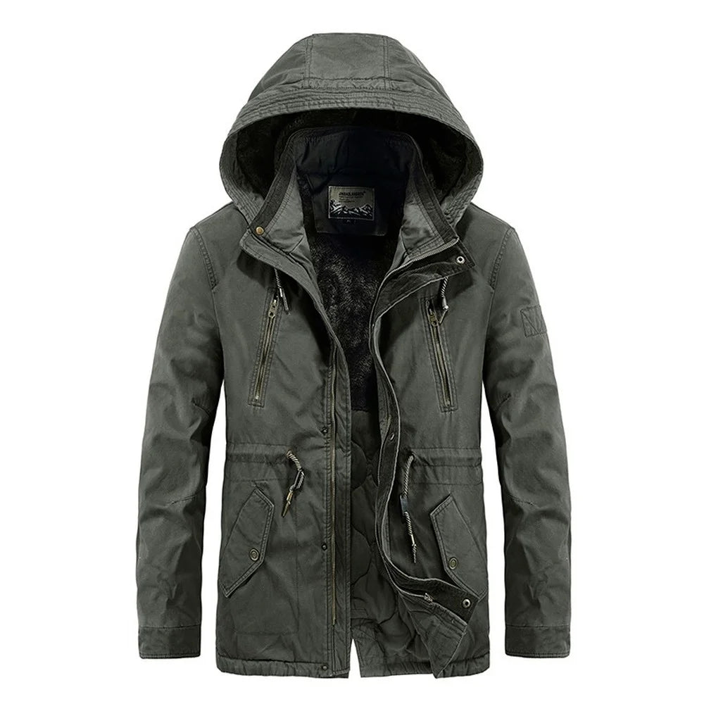 Fleece Lined Detachable Hood Winter Coat