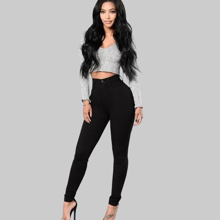 High-Waisted Black Sexy Casual Pencil Jeans