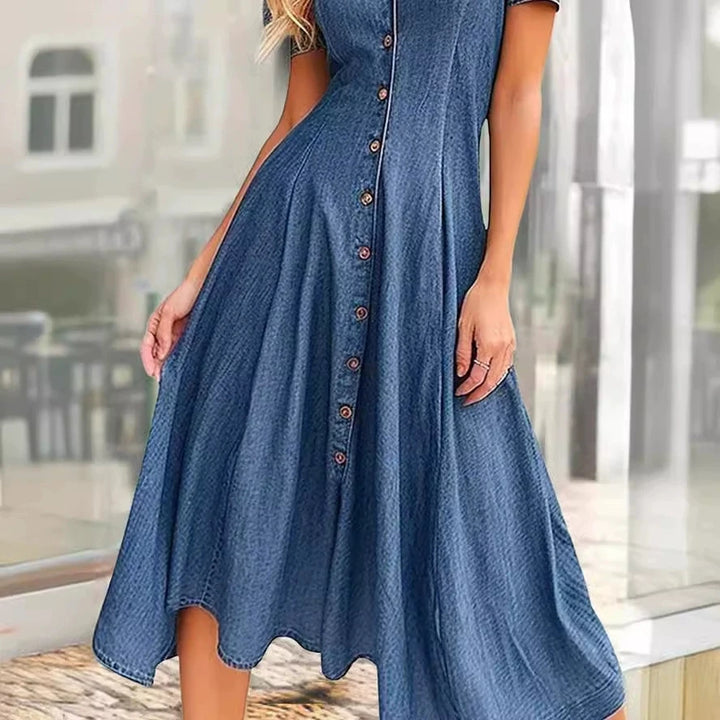Loose Denim Button-Up Dress
