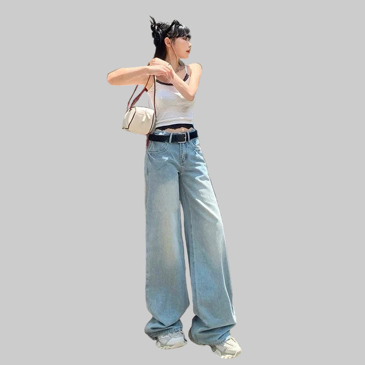 Trendy Low Waist Wide Leg Jeans