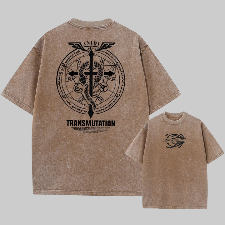 Anime Fullmetal Alchemist Acid Wash T-Shirt