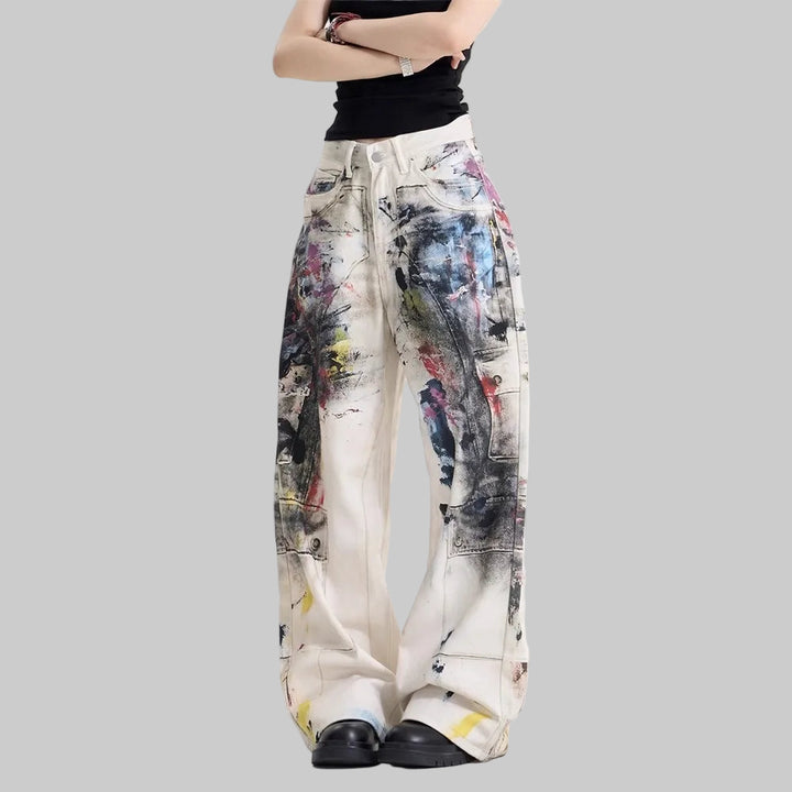Graffiti Punk Style Baggy Wide-Leg Jeans