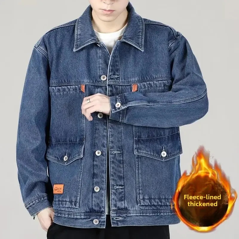 Thick Fleece-Lined Winter Denim Jacket