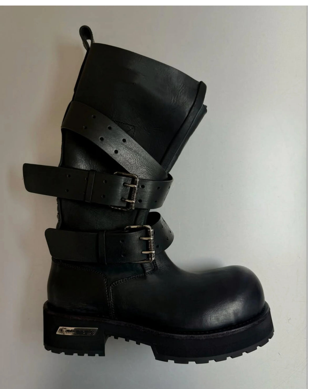 Retro Big Round Toe Height Increasing Boots