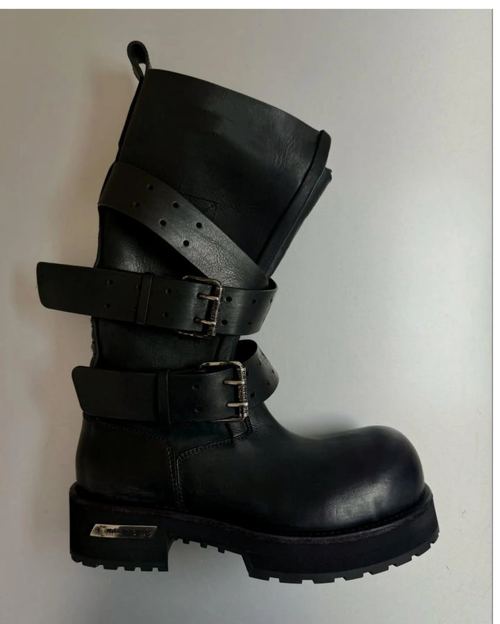 Retro Big Round Toe Height Increasing Boots