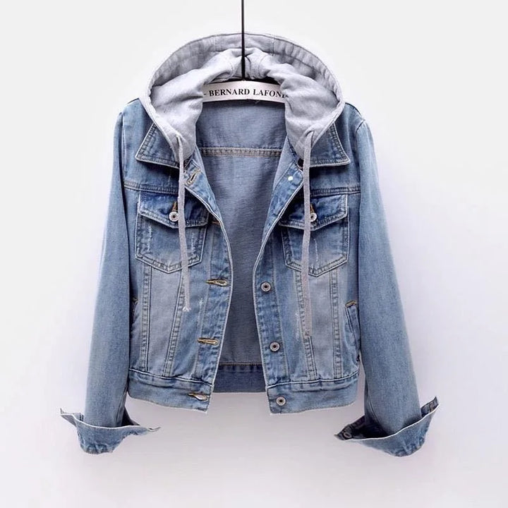 Hooded Slim Fit Denim Coat