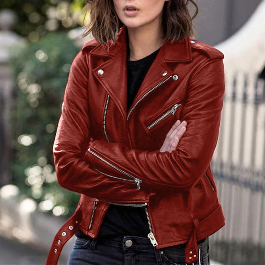 Slim Zipper Up Leather Moto Biker Bomber Jackets