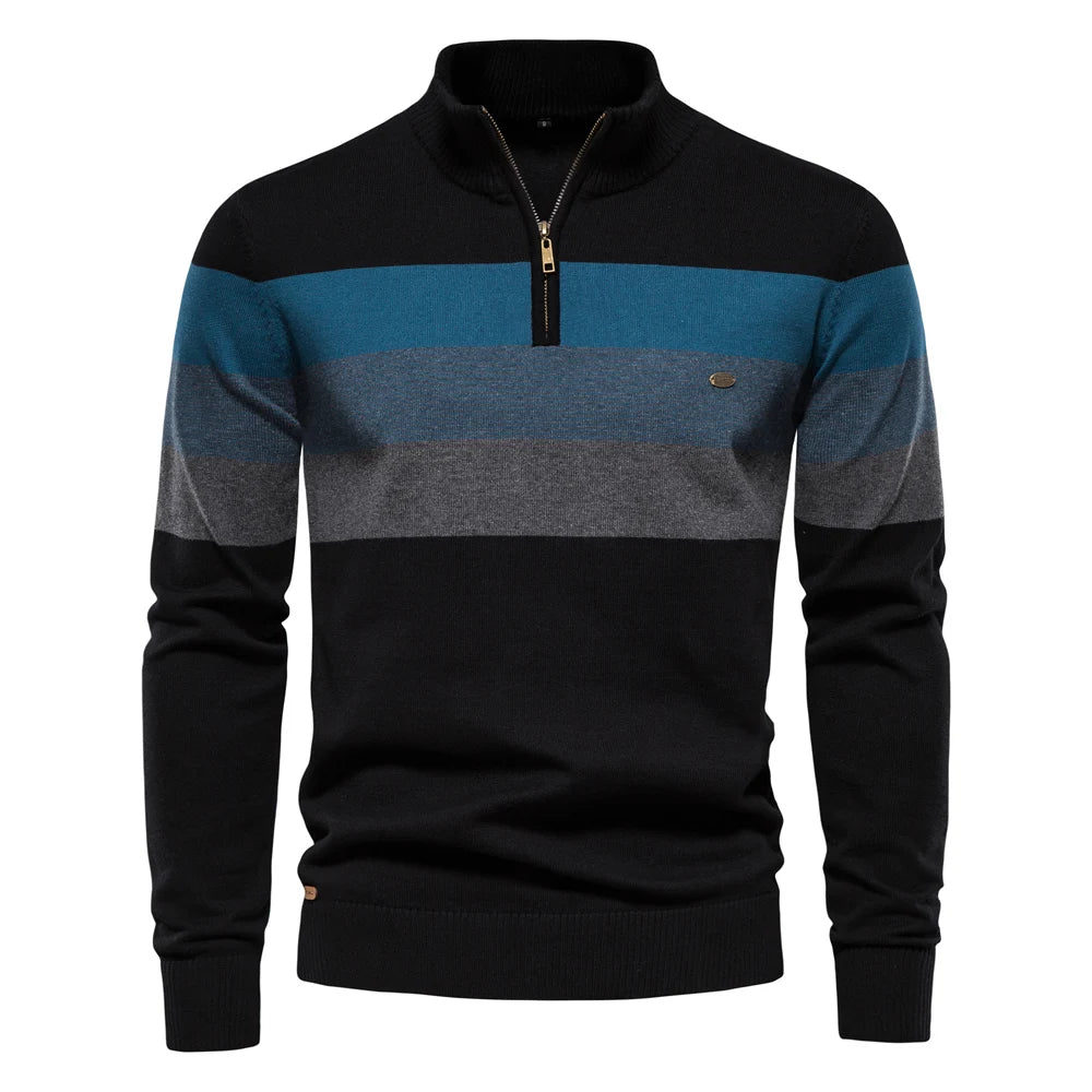 Cotton Mock Neck Quarter-Zip Sweater