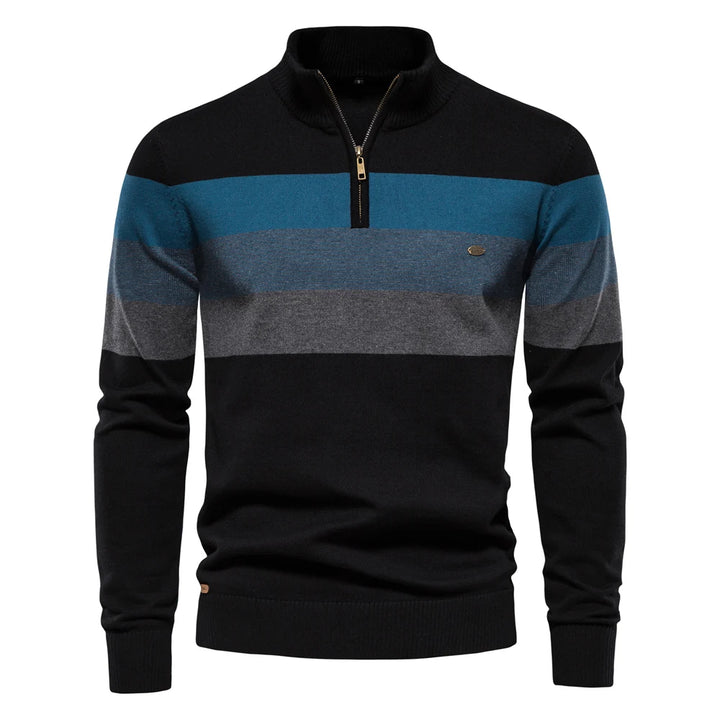 Cotton Mock Neck Quarter-Zip Sweater