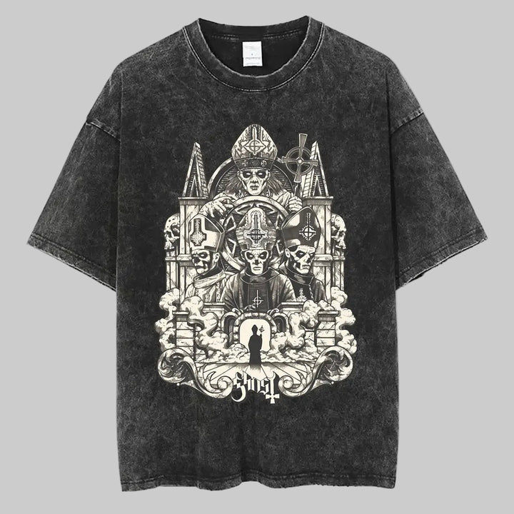Washed Vintage Gothic Rock Metal Ghost Band Tees