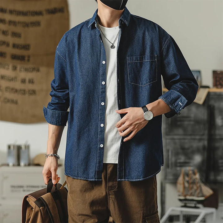 Retro Japanese Korean Style Denim Shirt