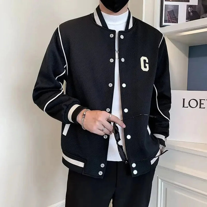 American Trendy Color Block Baseball Jacket