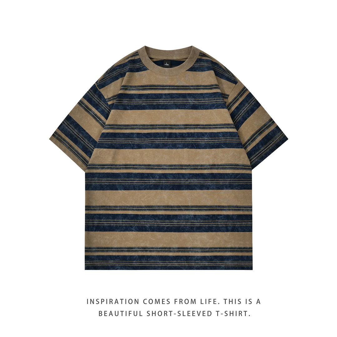 Hip Hop Tie Dye Vintage Striped Oversized T-Shirt