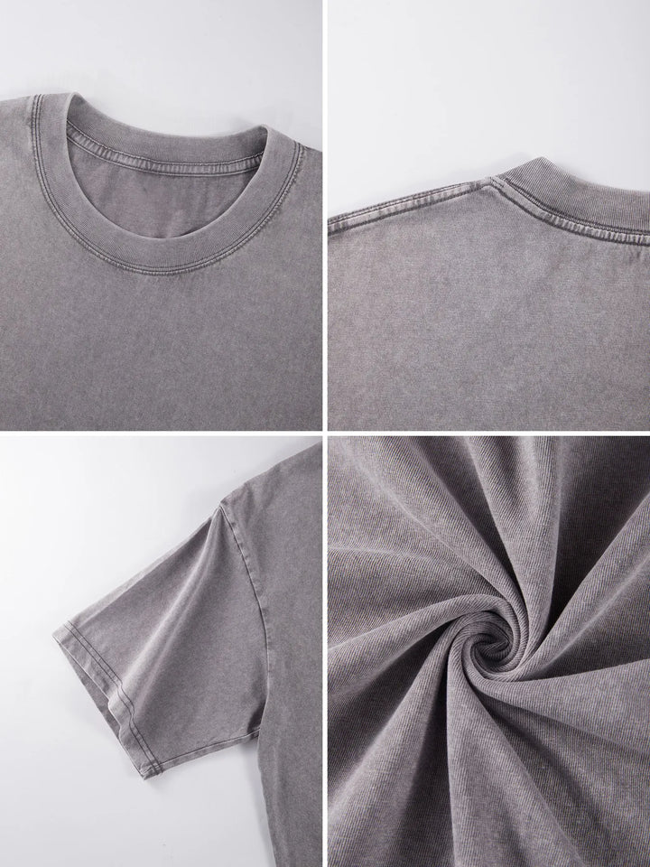NY Letter Print Acid Washed T-Shirt
