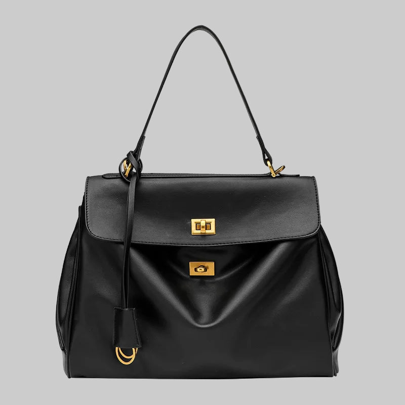 KELLIE | High-end Lock Armpit Leather Rodeo Bag