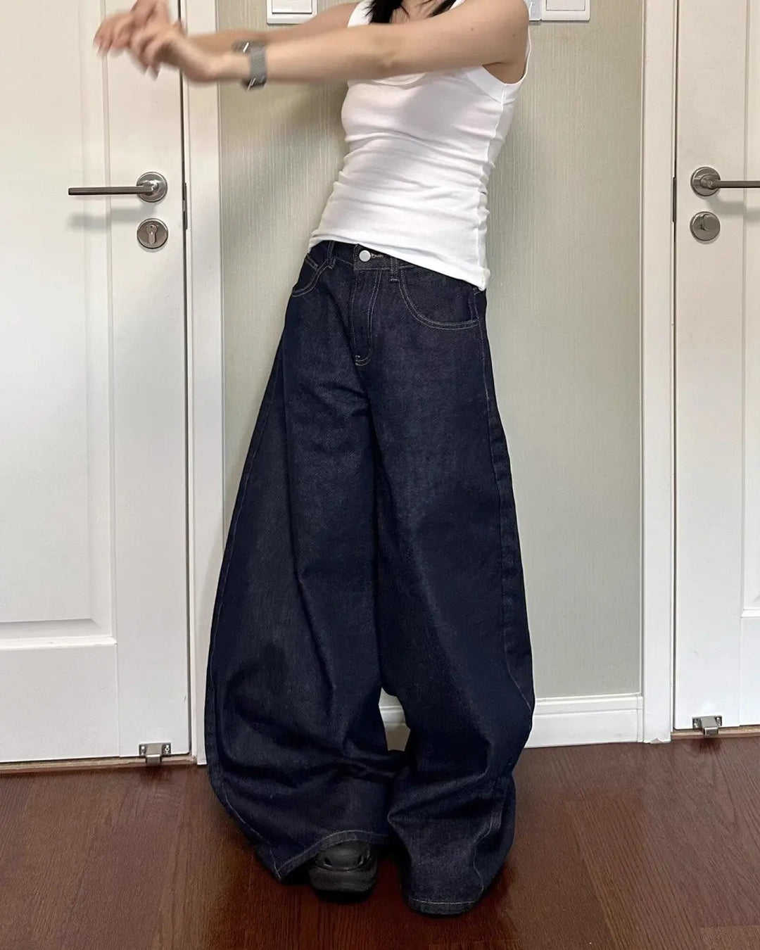 Trendy Unisex High Street Wide-Leg Jeans
