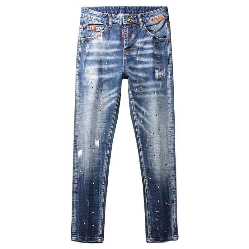 Classic Slim Fit Ripped Jeans