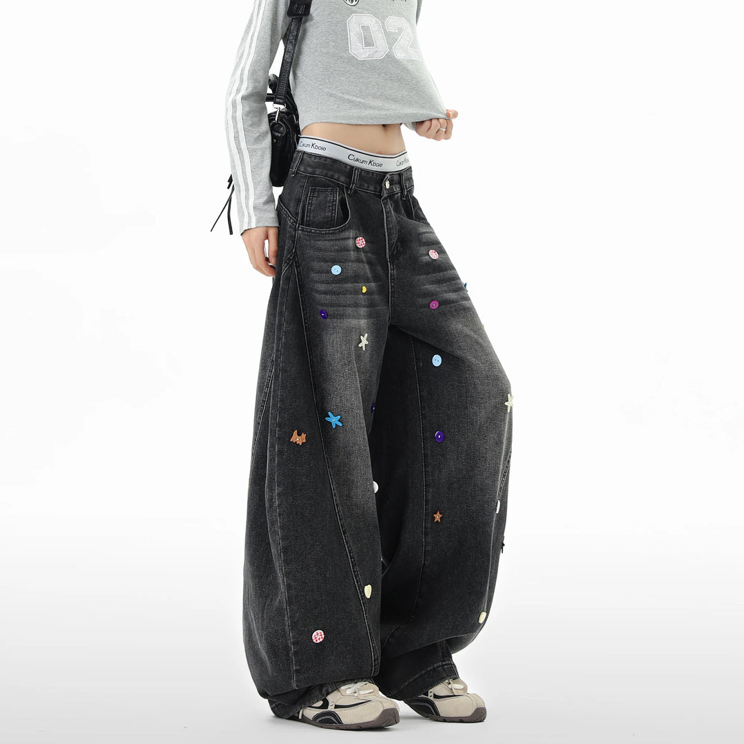 Patchwork Baggy Loose Fit Jeans