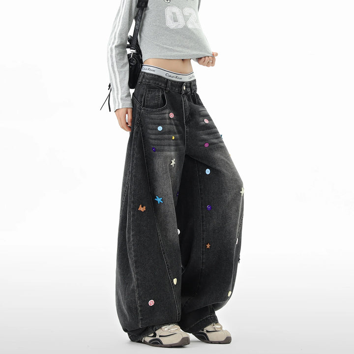 Patchwork Baggy Loose Fit Jeans