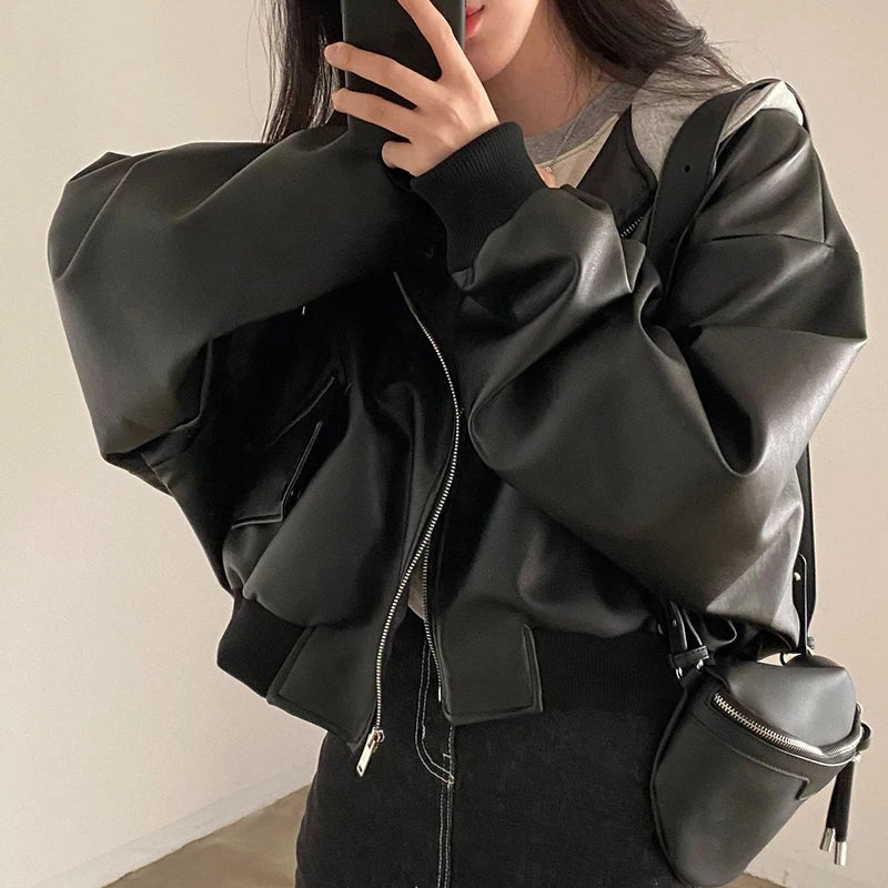 American Patchwork PU Leather Jacket
