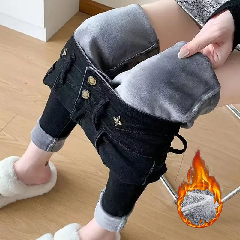 Chic Plush Thermal Straight Winter Jeans