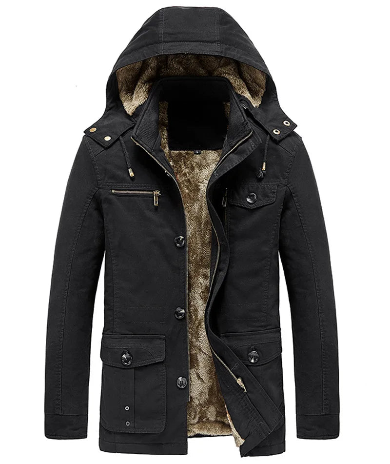 Thick Cotton Padded Multi-Pocket Military Cargo Parka