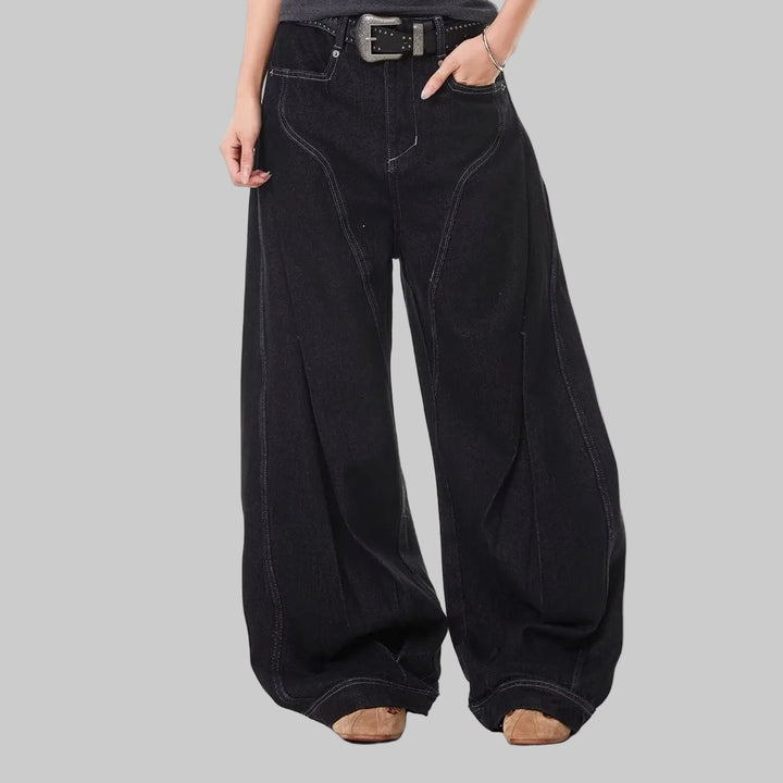 Trendy Vintage-Inspired Women's Deconstructed Wide Leg Jeans