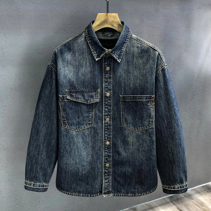 Vintage Washed Heavyweight Long Sleeve Denim Shirt