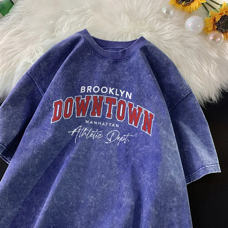 Vintage Washed Brooklyn Downtown Letter T-Shirt