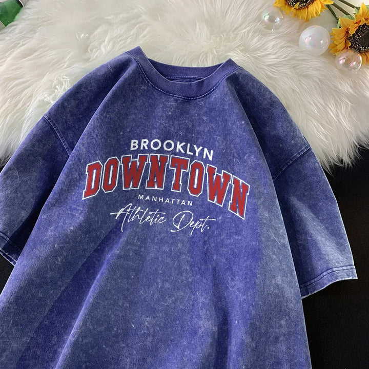 Vintage Washed Brooklyn Downtown Letter T-Shirt