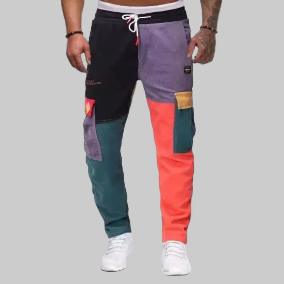 Color Block Patchwork Corduroy Jeans