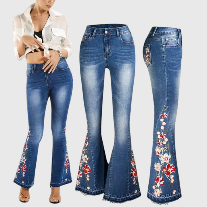 Flared Jeans with Embroidery