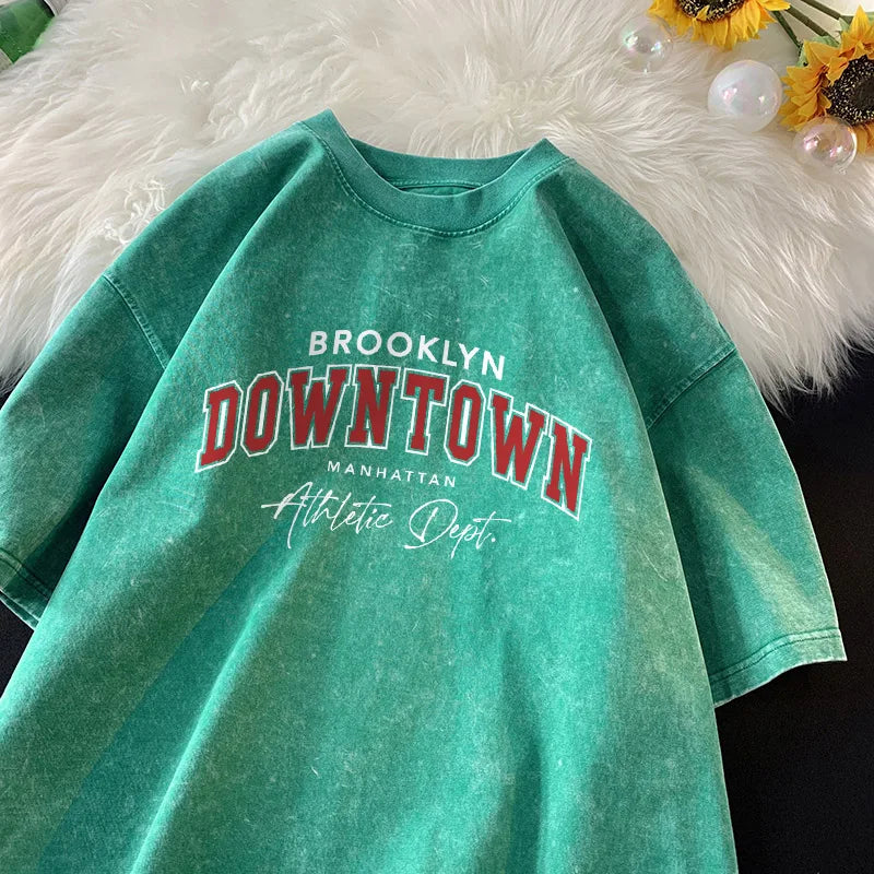 Vintage Washed Brooklyn Downtown Letter T-Shirt