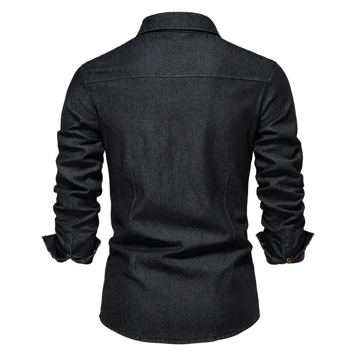Elastic Cotton Slim Fit Denim Shirt