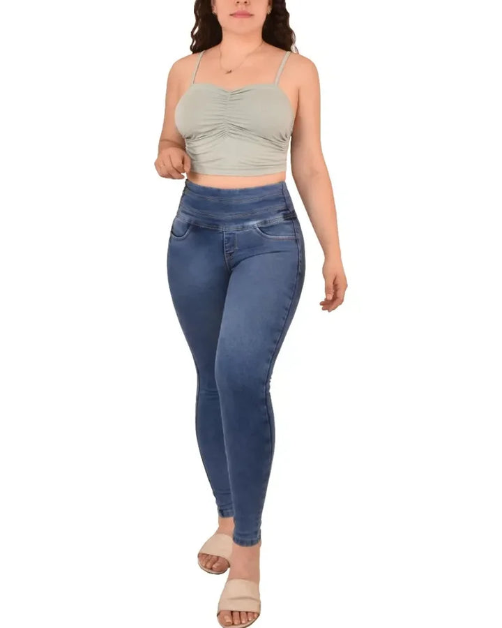 High Waisted Skinny Pants Side Zipper