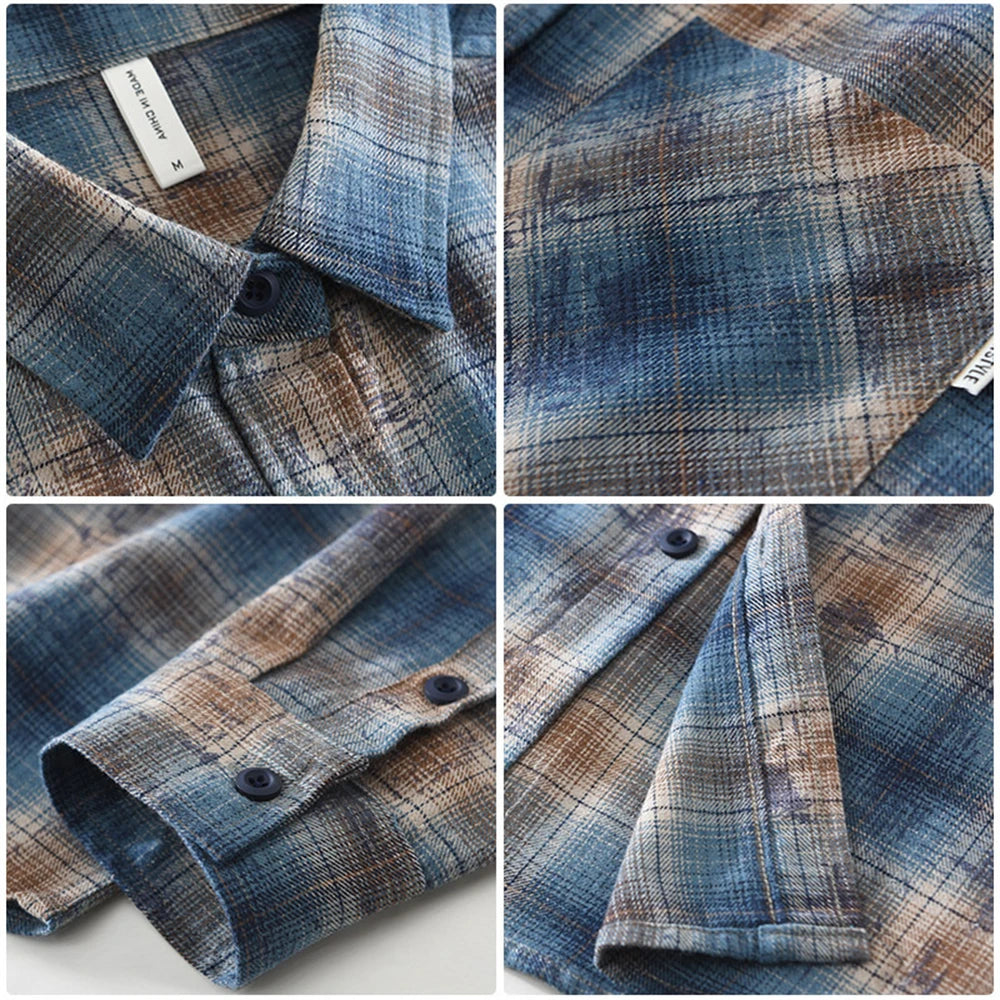 Long Sleeve Plaid Shirt-Loose Fit