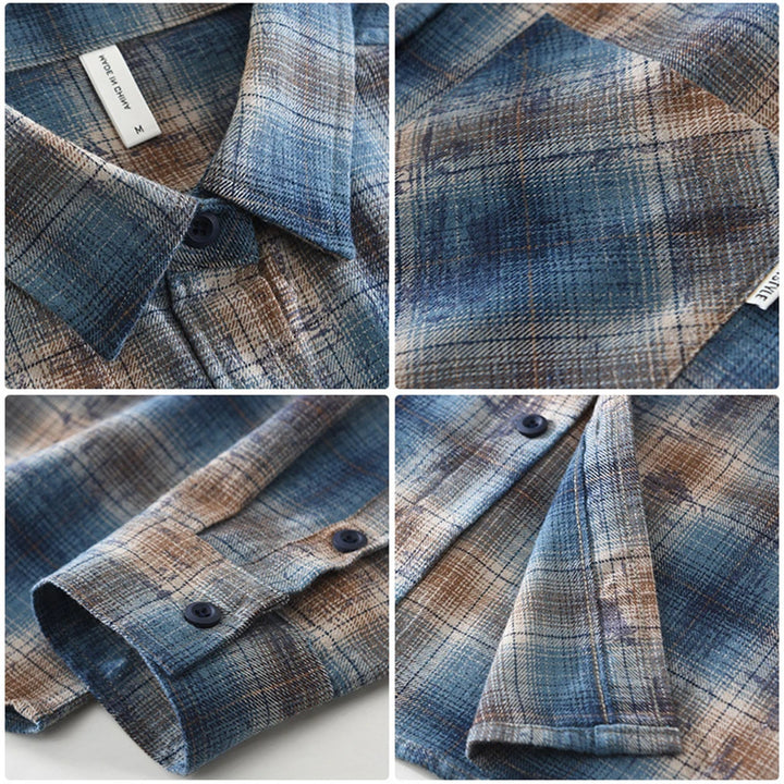 Long Sleeve Plaid Shirt-Loose Fit