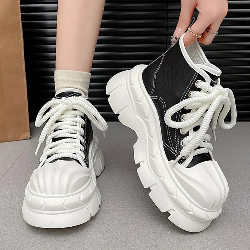 7CM Ankle Platform Boots for Autumn