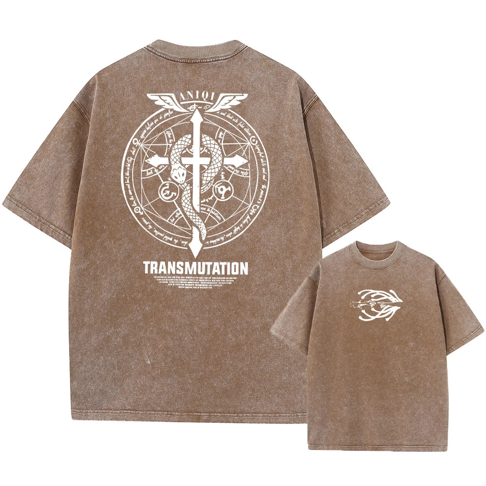 Anime Fullmetal Alchemist Acid Wash T-Shirt